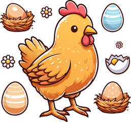 Cute Chicken vector cartoon illustration