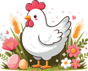 Cute Chicken vector cartoon illustration