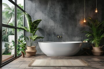 Contemporary bathroom with copyspace.