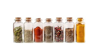 Spices jars, transparent background PNG