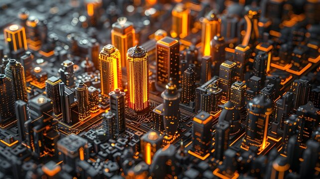 Futuristic City Skyline Optimized by Quantum Computing Technology for Urban Planning