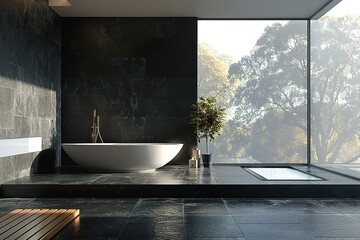 Contemporary bathroom with copyspace.