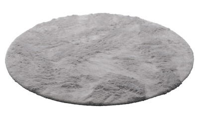 Modern gray round rug with high pile. 3d render