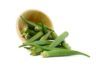 Fresh okra isolated on a white background