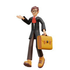 3d  lawyer bring compliance document character the law building legal basis lawyer carrying briefcase