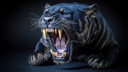 Obraz premium Roaring Black Panther