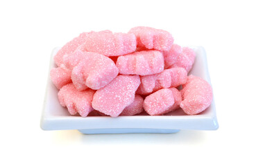 Gummy pigs shaped cutter, isolated on white background
