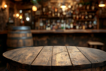 Wooden Barrel Table Bar.