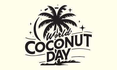 World Coconut Day, 2nd September Coconut day celebrations banner, World Coconut Day, World Coconut Day celebration. flat design. flyer design, coconut sticker