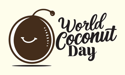 World Coconut Day, 2nd September Coconut day celebrations banner, World Coconut Day, World Coconut Day celebration. flat design. flyer design, coconut sticker