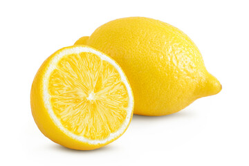 Ripe lemons isolated on white background with full depth of field.