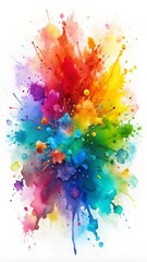 Rainbow Splashes: A vibrant abstract watercolor painting captures the energy and creativity of a rainbow explosion. The playful splatters of color create a dynamic and captivating visual, evoking feel