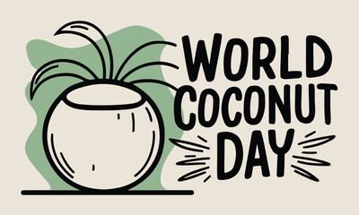 World Coconut Day, World Coconut Day celebration. flat design. flyer design, coconut sticker.