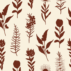 Flat vector Australian flowers and plants background