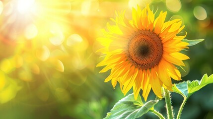 Fototapeta premium A Single Sunflower in a Field of Sunshine