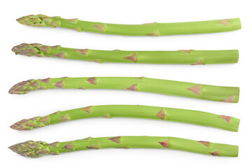 fresh asparagus isolated on white background. Top view. Flat lay.