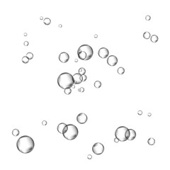 Oxygen air bubbles  flow  in water on white  background.