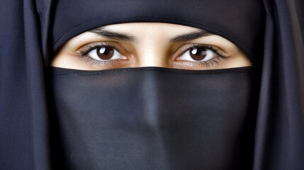 Naklejka premium Serene gaze of woman in traditional niqab