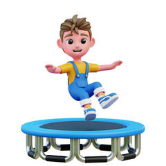 3D children playground playing on trampoline