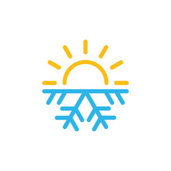 Hot and cold symbol. Sun and snowflake icon. Summer and winter icon