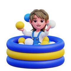 3D children playground playing in the ball bath