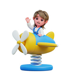 3D children playground playing Spring Rocking Plane