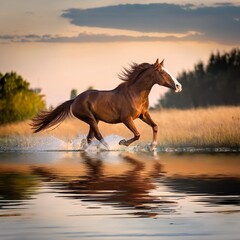 Obraz premium horse at sunset