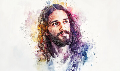 Jesus Watercolor Portrait.