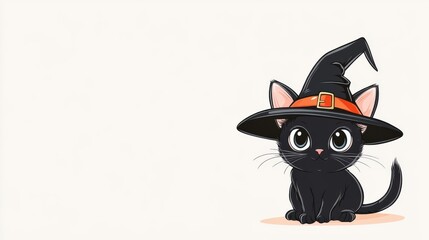 Obraz premium Halloween. Cute kitten in hat on light background.