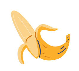 Obraz premium Banana doodle vector illustration isolated on white.