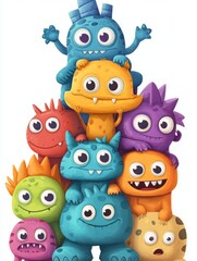 A Colorful Stack of Friendly Monsters