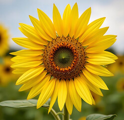 Fototapeta premium A vibrant and unique sunflower field, with each flower boasting its own distinct color and shape, creating a visually diverse and stunning landscape.