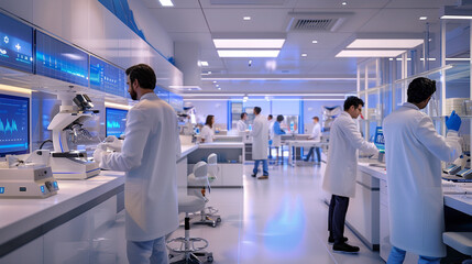 A cutting-edge laboratory where a team of scientists and engineers are developing new medical devices. 