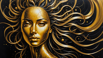 Abstraktion Goldene Wellen 16x9. Hintergrund f&uuml;r das Design 1.