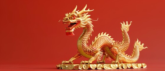 Chinese dragon 3D banner China festive illustration