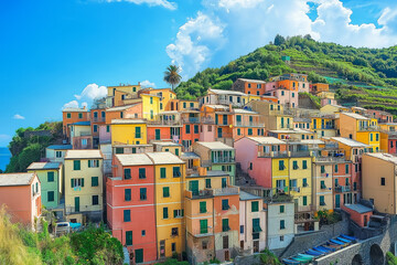 Colorful Hillside Village Overlooking the Sea in Cinque Terre
