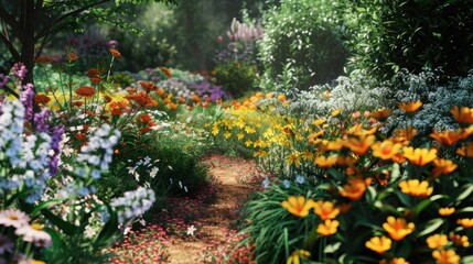 A path through a blooming garden