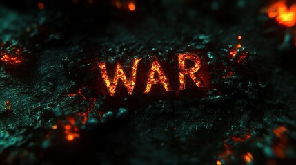Glowing War Text on Scorched Ground