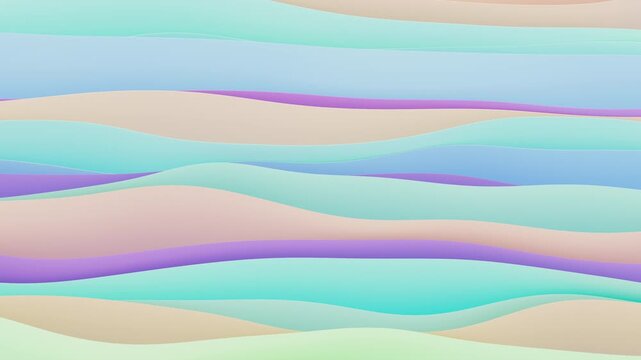 3D render of abstract wavy colorful background, 4K animated template