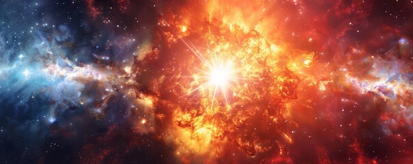 Naklejka premium Luminous supernova explosion with radiant colors, 4K hyperrealistic photo