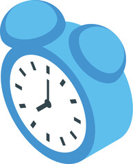 Classic blue alarm clock is ringing loudly, urging someone to wake up and seize the day