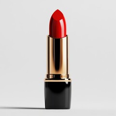 A red lipstick with a gold cap on top of it, AI