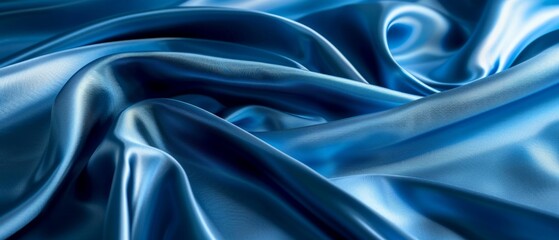 Fototapeta premium Elegant blue silk fabric background, providing a smooth and luxurious texture