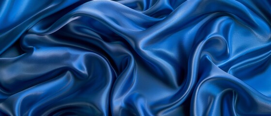 Fototapeta premium Elegant blue silk fabric background, providing a smooth and luxurious texture