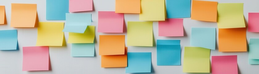 Fototapeta premium Timeline of marketing tasks as post-it notes, representing an organized and creative approach to campaign planning