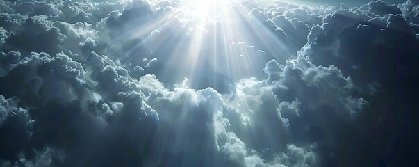 Bright sunbeams breaking through storm clouds, 4K hyperrealistic photo