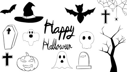 Halloween doodle line art vector