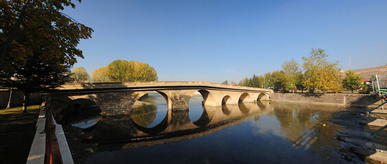 The Historical Stone Bridge in the town of Taskopru in Kastamonu, Turkey, was built in 1366.
