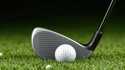 Golf Club and Ball on Green Grass
