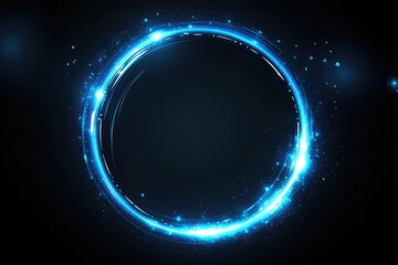 Obraz premium Glowing Blue Circle with Sparkles on a Black Background